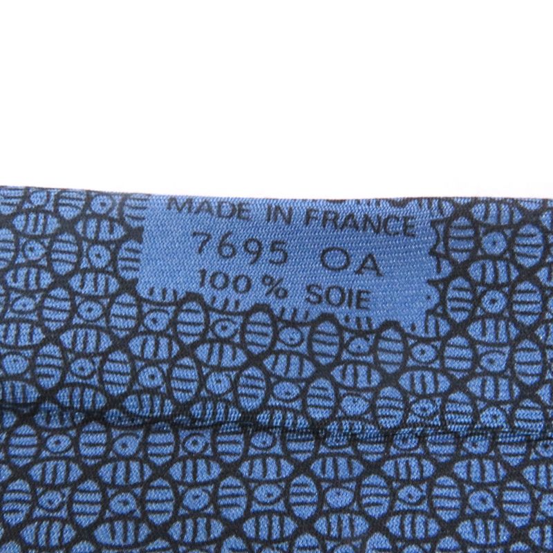 Hermes 7695 OA 100% Silk Geometric Pattern Wide Tie Blue With Box Men's