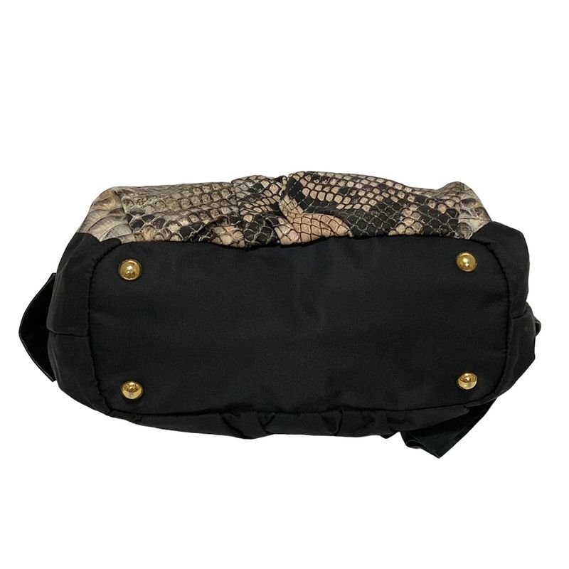 Prada Tote Bag - Bn1760 Black X Light Pink X Multi Leather Tag/ribbon Leather