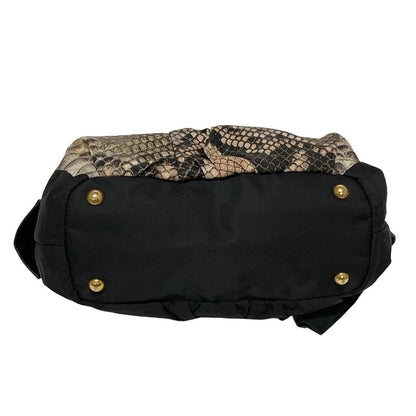 Prada Tote Bag - Bn1760 Black X Light Pink X Multi Leather Tag/ribbon Leather