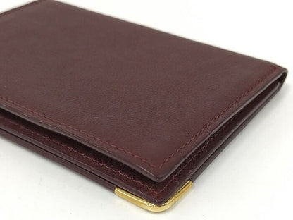 Cartier Mustline Card Case Business Card Holder Leather Bordeaux