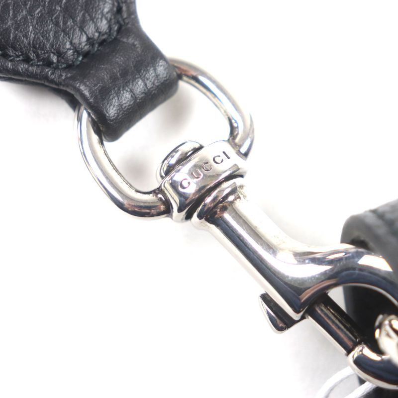 Gucci 816755 Web Stripe Leather Flap Business Case Clutch Bag Black Storage