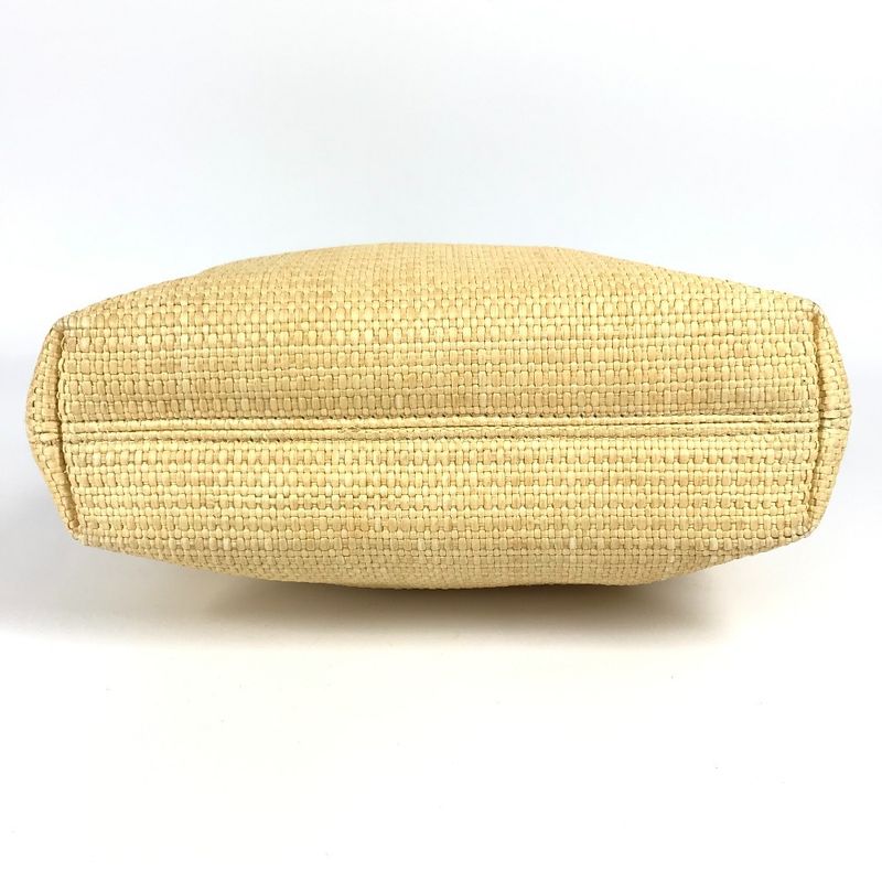 Chanel Shoulder Bag CC Coco Mark Logo Raffia Beige