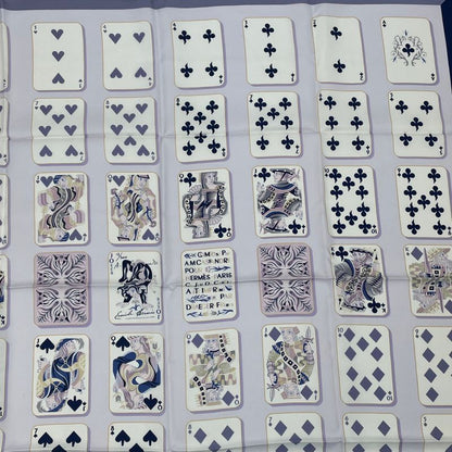 Hermes Scarf Carre 90 Silk Jeu De Cartes Trump Card Numbers Bandana Multicolor