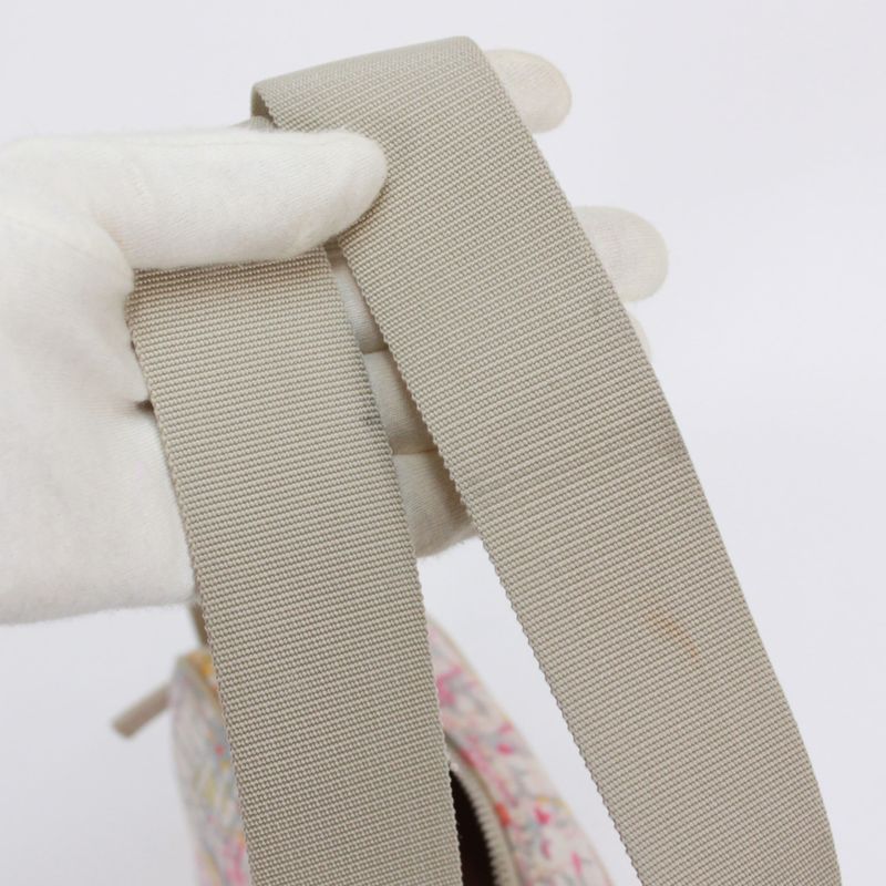 Chanel Canvas Beige Shoulder Bag Silver
