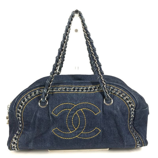 Chanel Shoulder Bag CC Coco Mark Chain Logo W Chain Denim Blue
