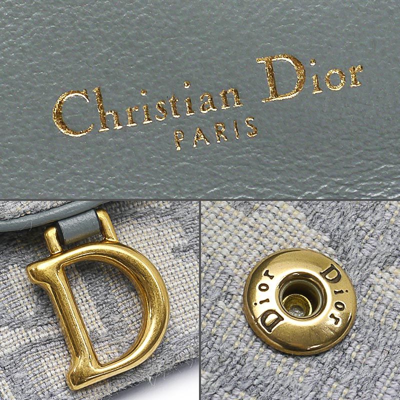 Dior Saddle Zip Card Holder Oblique Jacquard Gray