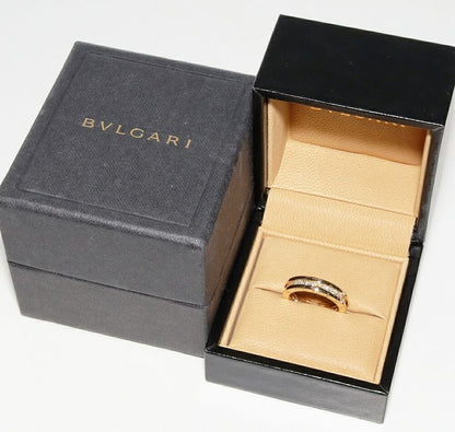 Bulgari Ring 18K Yellow Gold Diamond Bzero1 Ring XS 1 Band Full Diamond An850561