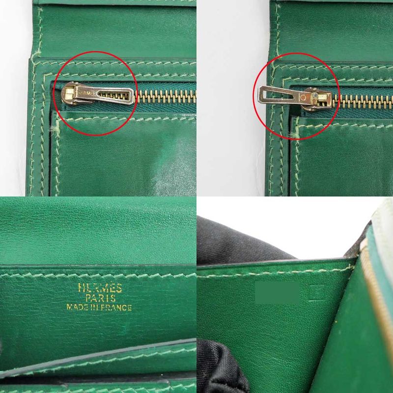 Hermes Bearn Classic Box Cuff Green Gold Hardware F Engraved Leather