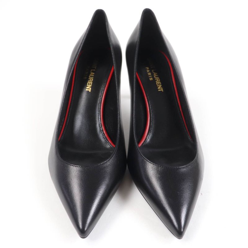 Saint Laurent Paris 480093 Pointed Toe Leather Pumps Black 36.5 Made In Italy