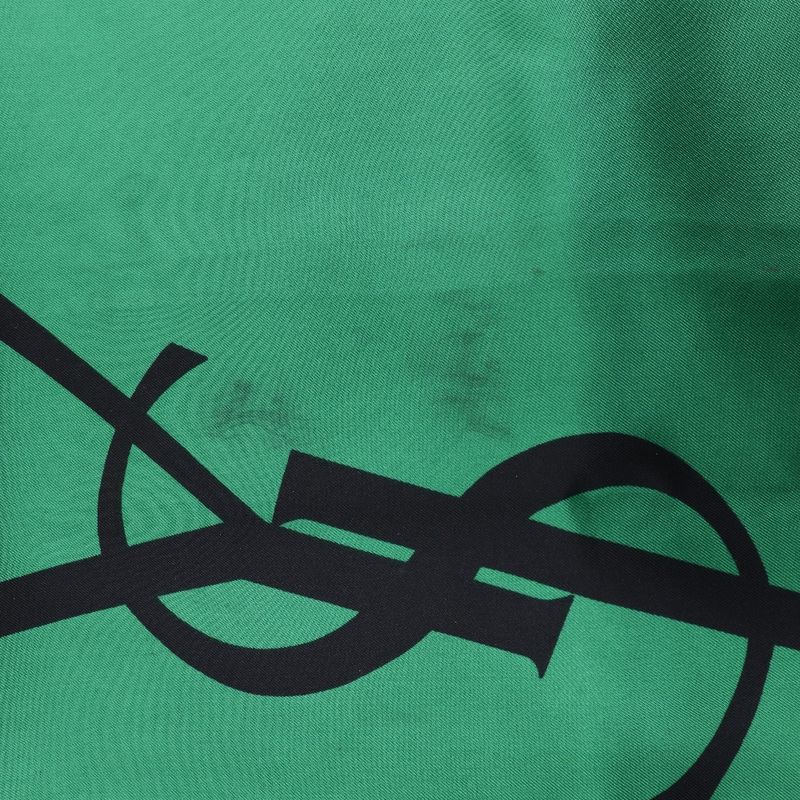 YVES Saint Laurent Yves Saint Laurent YSL Logo Rectangular Silk Green Women's