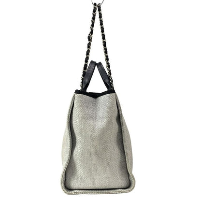 Chanel Tote Bag Deauville Line GM Light Gray X Black 2WAY / Chain Shoulder /