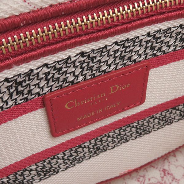 Christian Dior 2way Bag Lady D-Light Canvas Red and White Gold Hardware