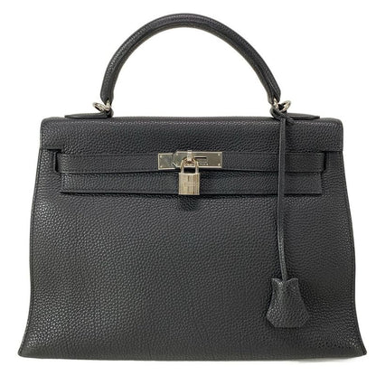 Hermes Handbag Kelly 32 Black Outside Stitching/silver Hardware