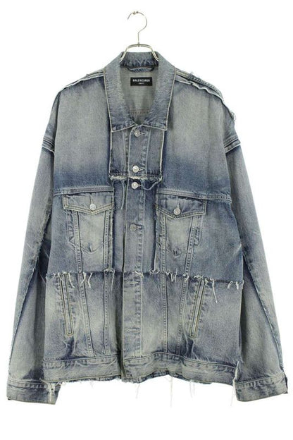 Balenciaga 22AW 697779 Tmw26 Cut Reconstruction Design Oversize Denim Jacket
