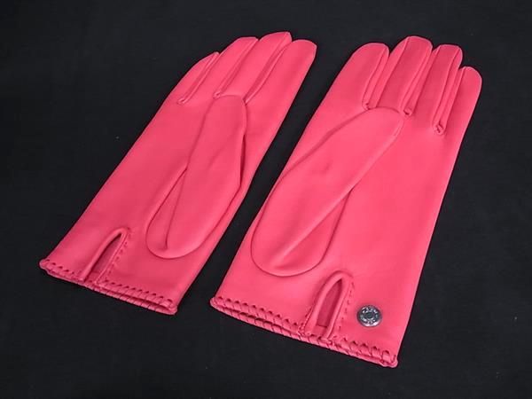 Hermes Serie Lambskin Heart Gloves Winter Wear Size 7.5 Women's Pink Fs2470