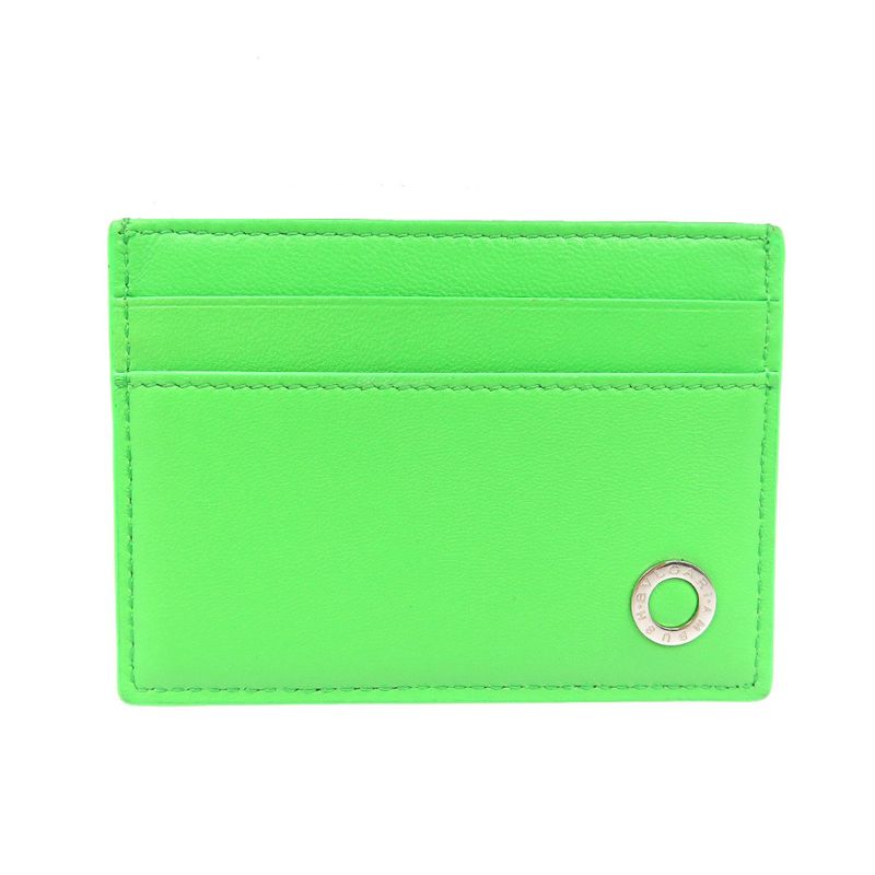 Bulgari Ambush Collaboration Leather Silver Hardware Lime Green Card Case 1400