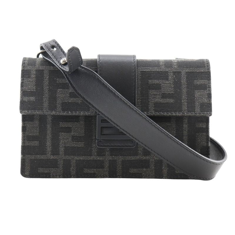 Fendi Marsupio Baguette 3WAY Clutch 7m0295 Nylon Canvas And Leather Black Men's