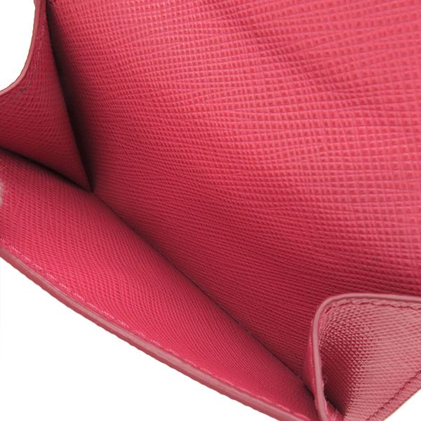 Prada Trifold Wallet Metal Logo Leather Pink Gold Hardware Compact Wallet