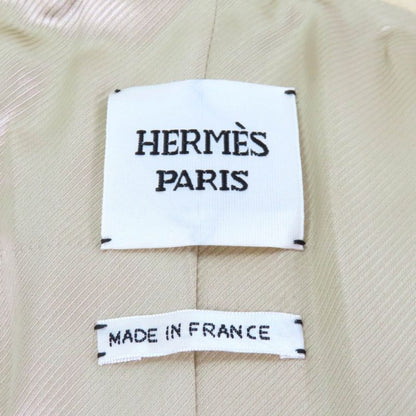 Hermes 22AW 2h0133di Wool Silk Blend Leather Zip Raglan Sleeve Mosaic Coat