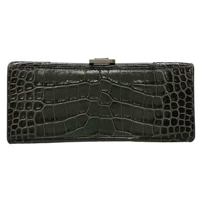 Balenciaga Handbag Hourglass Top Handle Small 593546 Dark Grey Croc Shape