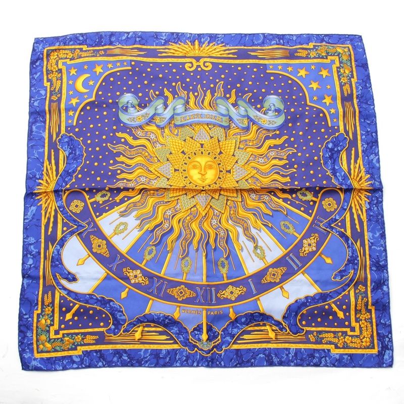 Hermes Carré 90 Carpe DIEM Enjoy The Day Silk Scarf Blue