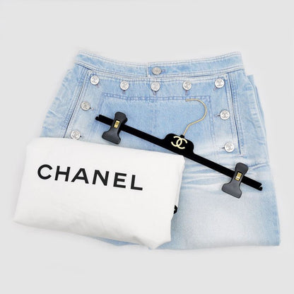 Chanel Denim Pants P76228v68736 Size 38 Light Blue Lamé Women's Clothing