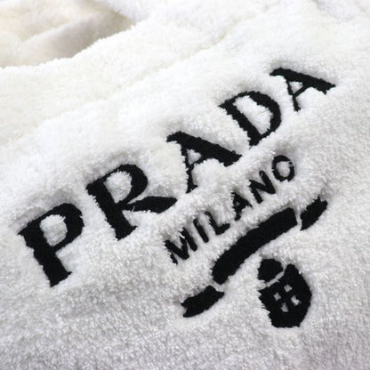 Prada 1 Bg130 Spugna Polyester Cowhide Triangle Logo Soft Terry Leta Ring