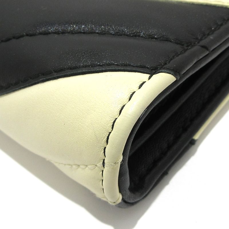 Gucci Wallet GG Marmont 474575 White And Black Chain Wallet Leather