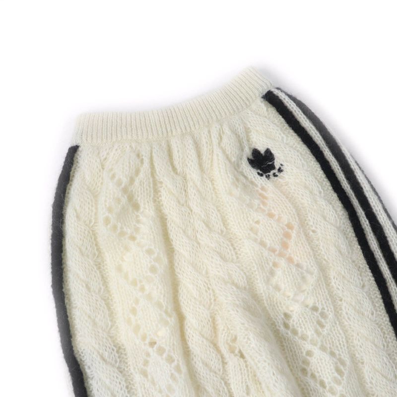 Gucci×adidas 721504 Trefoil Three Stripes Mohair Knit Pants Ivory Black XS Made
