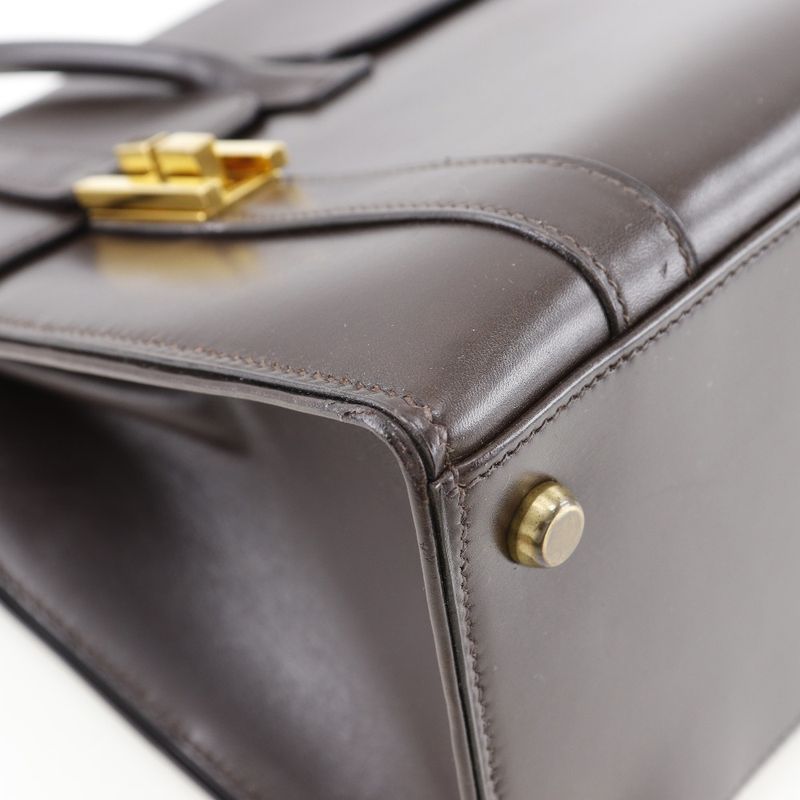 Hermes Drag 30 Box Calf Brown Women's Handbag