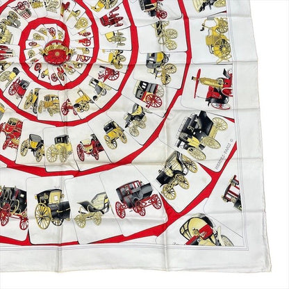 Hermes Carre 90 Large Scarf Shawl Silk Soie White