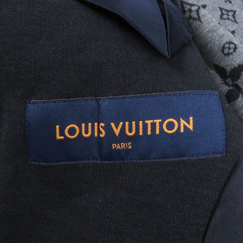 Louis Vuitton 21SS Wool Cotton Monogram Jersey Single Tailored Jacket Navy 46