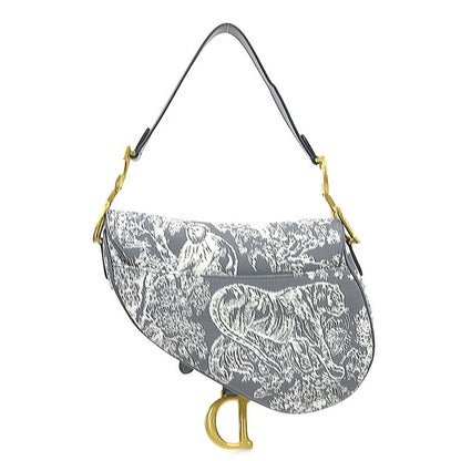 Christian DIOR Shoulder Bag Saddle Bag Toile De Jouy Reverse Jacquard