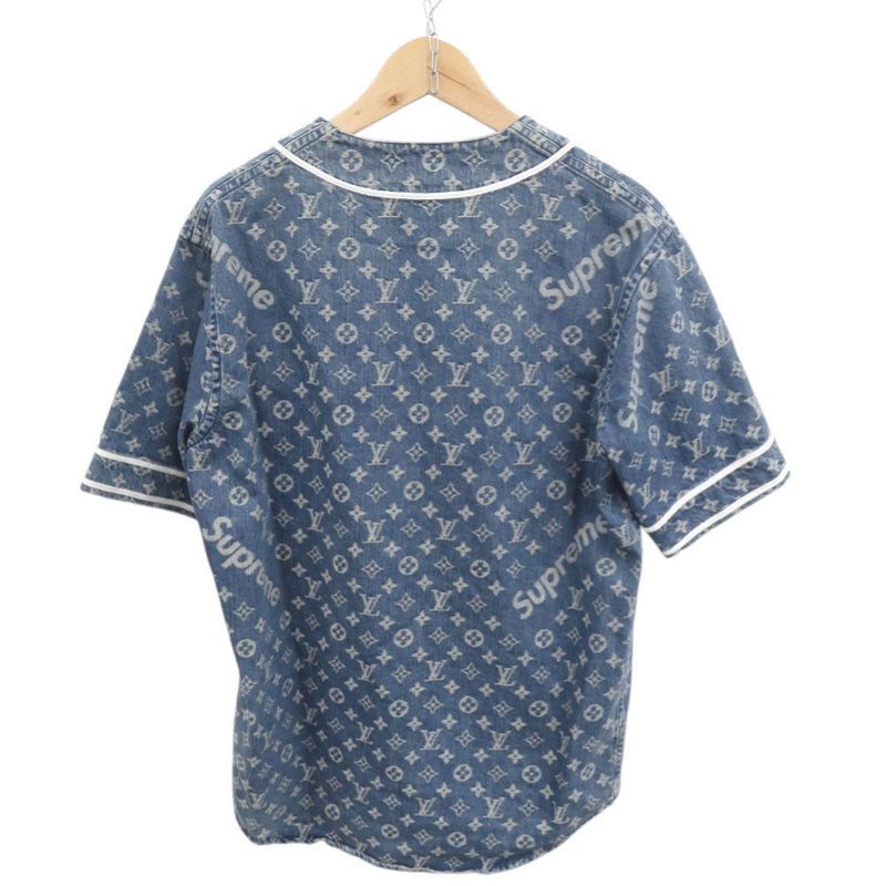 Louis Vuitton X Supreme LV Jacquard Denim Baseball Jersey Denim Baseball Jersey