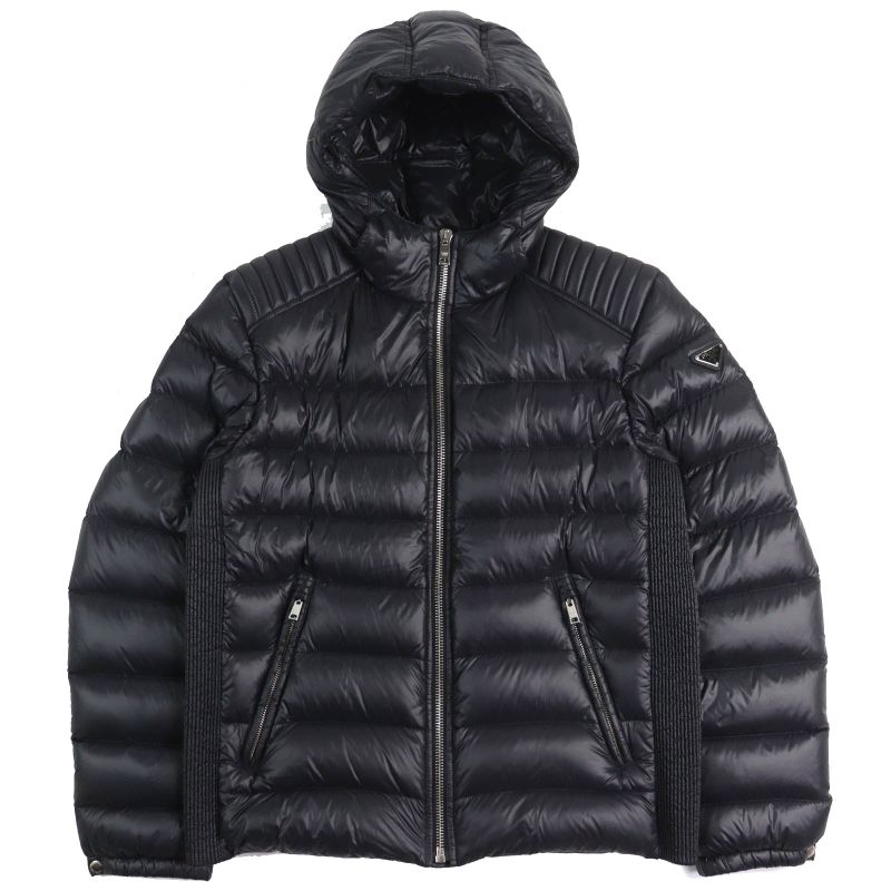 Prada 2020 Sga654 Triangle Logo Triangle Plate Hooded Down Jacket Black 52
