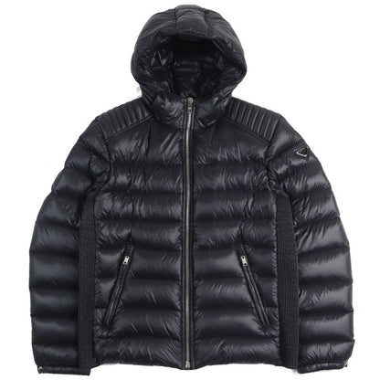 Prada 2020 Sga654 Triangle Logo Triangle Plate Hooded Down Jacket Black 52