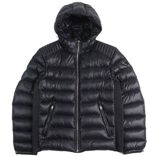 Prada 2020 Sga654 Triangle Logo Triangle Plate Hooded Down Jacket Black 52