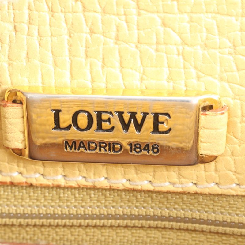 Vintage Loewe Leather Shoulder Bag Crossbody Gold Hardware Hand Tote Women's