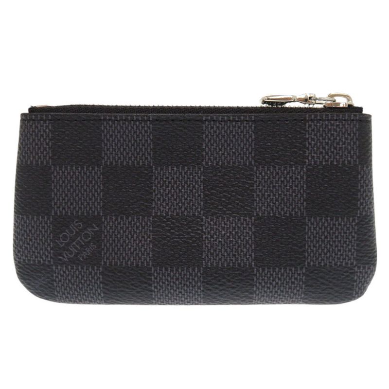 Louis Vuitton Pochette Cles Damier Graphite N60155 Black Coin Case LV 0390