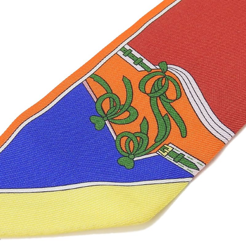 Hermes Twille Scarf Camails 100% Silk Orange Multicolor Small Accessories Women