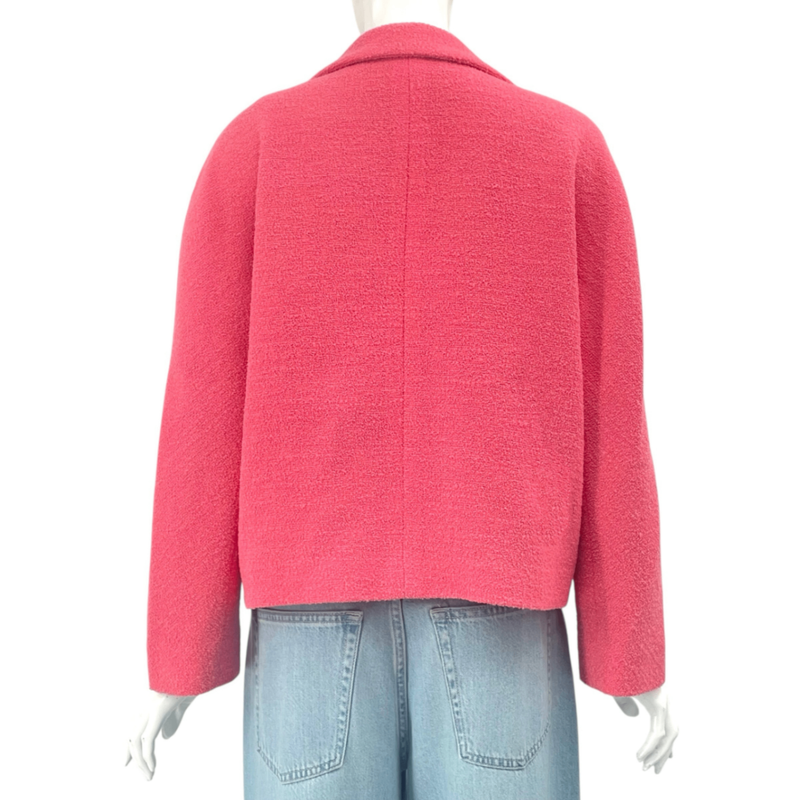 Gucci Wool Leather Tweed Jacket Pink