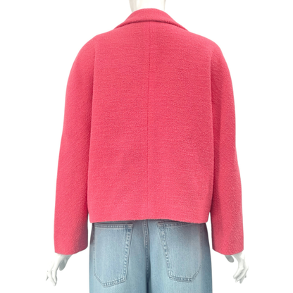 Gucci Wool Leather Tweed Jacket Pink