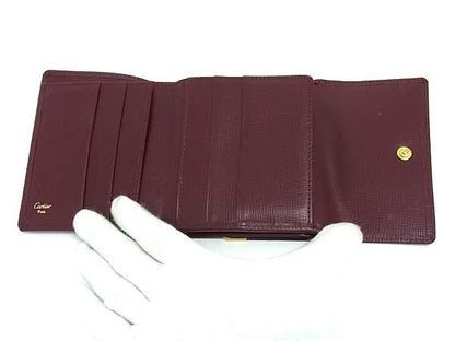 Cartier Mustline Leather Trifold Wallet Billfold Coin Purse Card