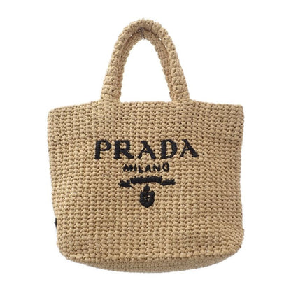 Prada Small Crochet Raffia Style 1bg422 Tote Bag Natural Women's Spring Summer