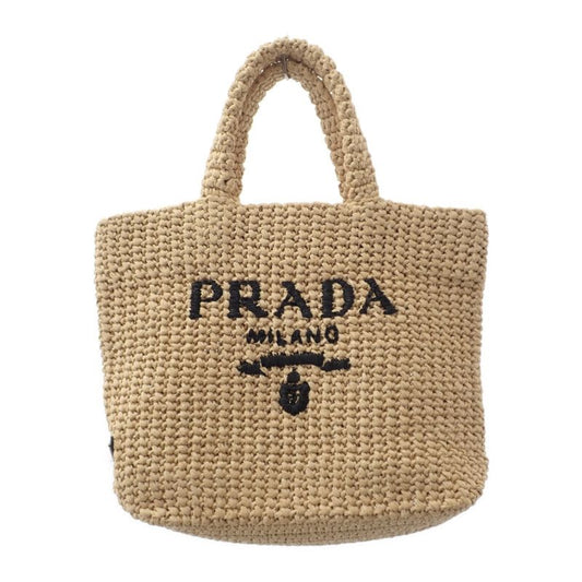 Prada Small Crochet Raffia Style 1bg422 Tote Bag Natural Women's Spring Summer
