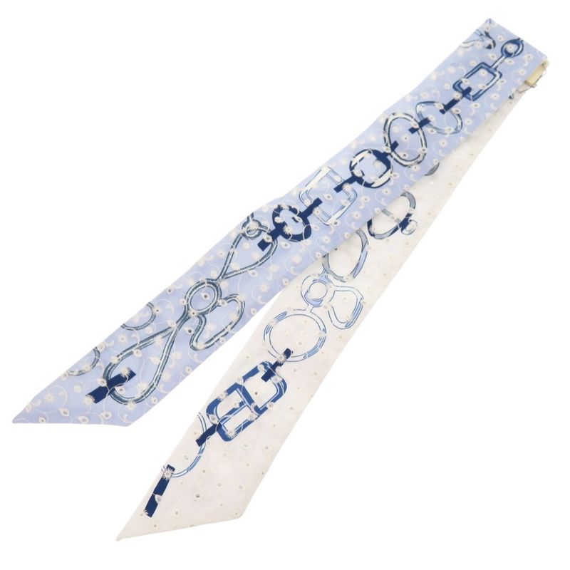 Hermes Twillie De L'ebookle Broderie Anglaise Silk Blue Scarf Blue 0146 Hermes