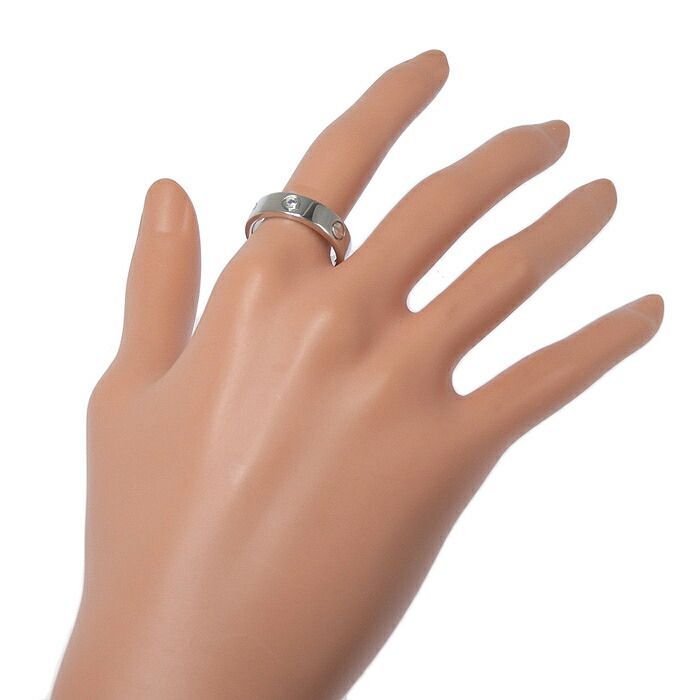 Cartier Love Half Diamond Ring 18K White Gold 750 White Gold Diamond #59