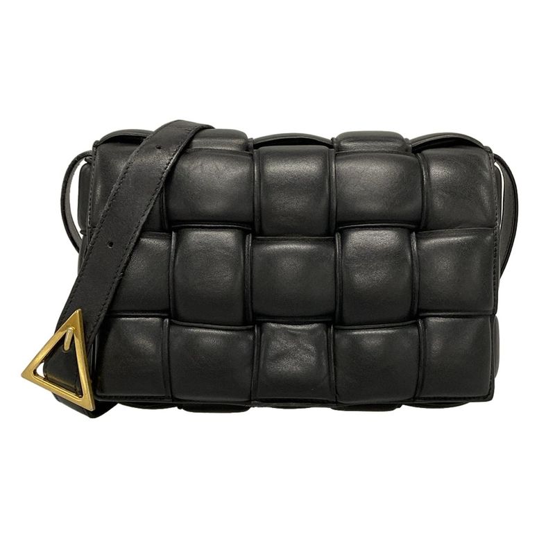 Bottega Veneta Shoulder Bag Padded Cassette Black Lambskin