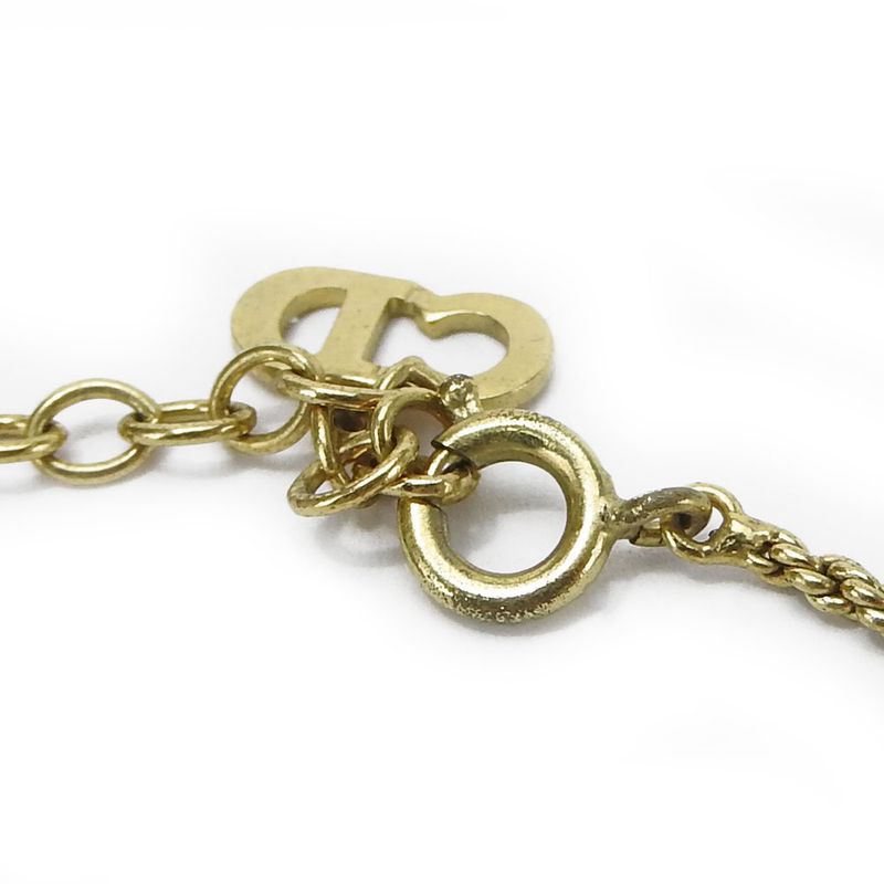 Christian Dior Necklace Metal Gold Plated Accessories CD Logo Ladies Women