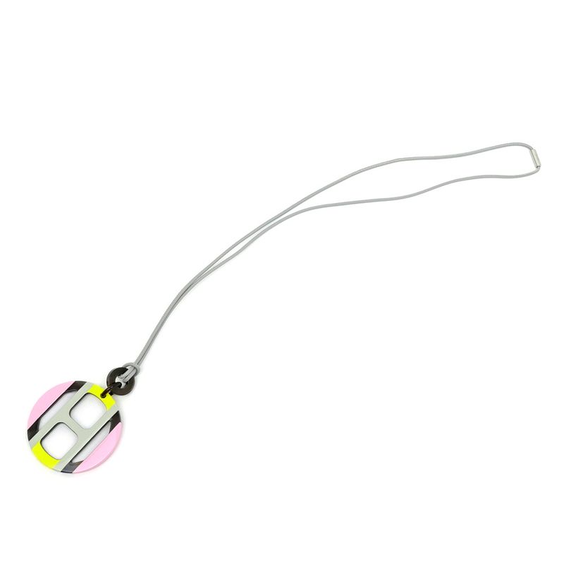 Hermes Necklace H Equipe Buffalo Horn Pink Gray Yellow Pendant